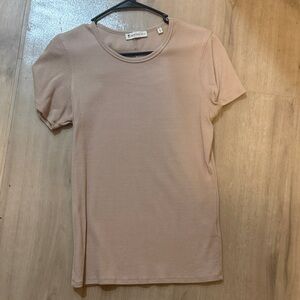 Nude pink Short Sleeve ribbed Tee